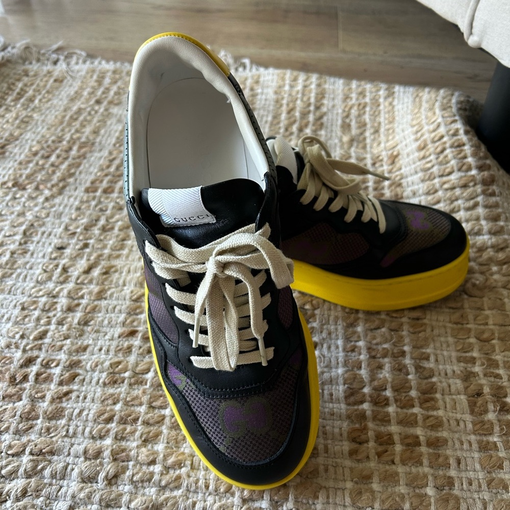 Gucci Black and Yellow Low-Top Sneakers